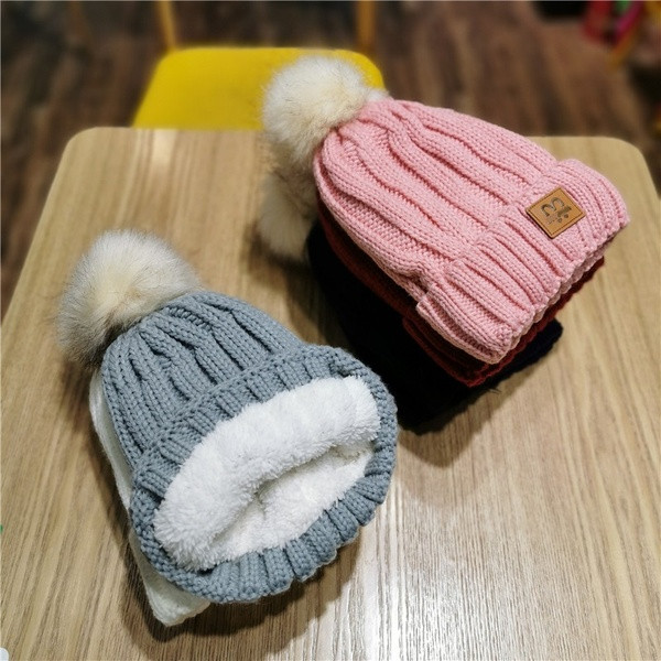 Pălărie de iarnă pentru femei cu căptușeală moale și puf în roz, negru, roz, roșu, gri, alb, bej