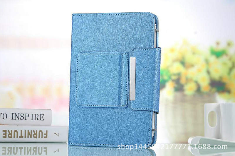 Univerzális összecsukható multifunkcionális ökobőr tok Bluetooth billentyűzettel táblagéphez fekete, barna, kék és szürke színben