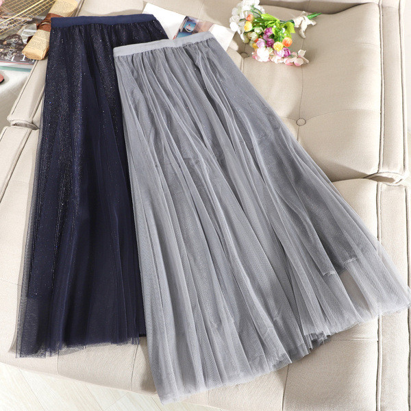 Γυναικε`ια φούστα με ψηλή μέση και τούλι σε μπλε, ροζ, μπεζ, μαύρο, γκρι χρώμα