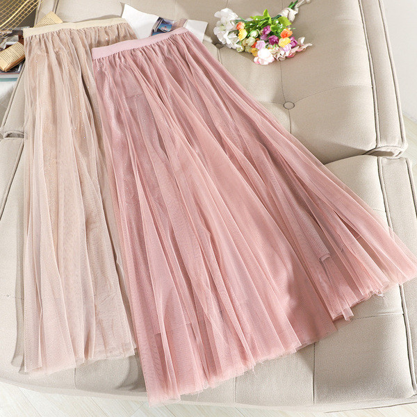 Γυναικε`ια φούστα με ψηλή μέση και τούλι σε μπλε, ροζ, μπεζ, μαύρο, γκρι χρώμα