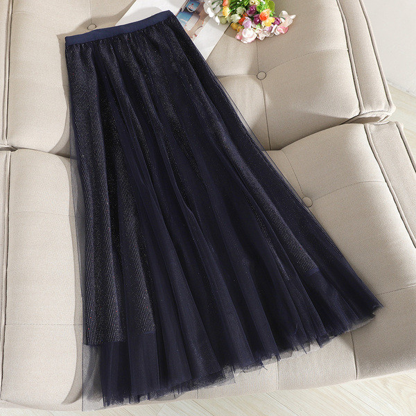 Γυναικε`ια φούστα με ψηλή μέση και τούλι σε μπλε, ροζ, μπεζ, μαύρο, γκρι χρώμα