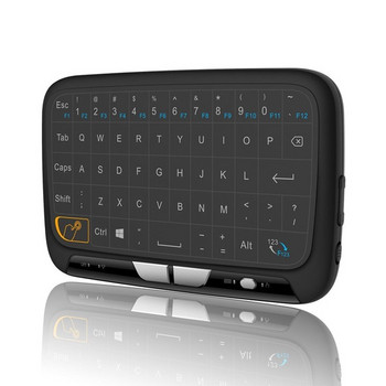 Въздушна, безжична, сензорна, малка клавиатура с вградена мишка подходяща за Android и Windows в черен цвят