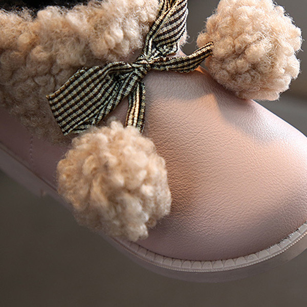 Cizme pentru fete pentru copii cu puf și căptușeală moale în roz, alb și negru