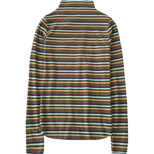 Csíkos női blúz két színben, félmagas gallérral és hosszú ujjal