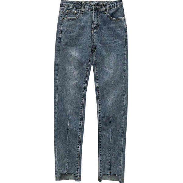 Aktuális kék színű női farmer, magas derékkal és zsebekkel