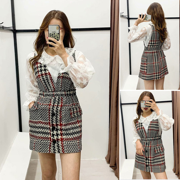 Σύντομο καρό χειμερινό -φθινοπωρινό φόρεμα  με κουμπιά και τσέπες