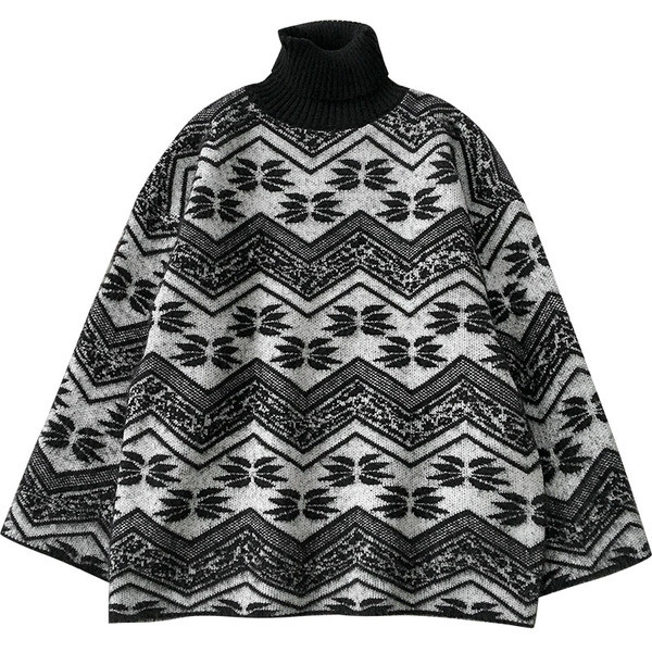 Női retro stílusú pulóver pólógallérral és hosszú ujjal