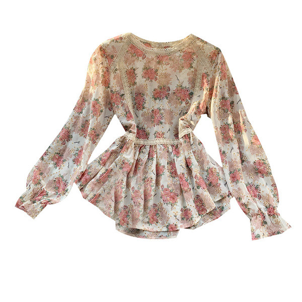 Μοντέρνα γυναικεία μπλούζα με στρογγυλη λαιμόκοψη, κεντήματα και floral σχέδια σε διάφορα χρώματα