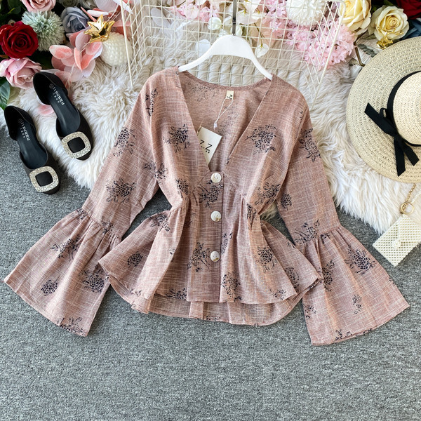 Cămașă elegantă de damă cu mâneci lotus și nasturi în mai multe culori