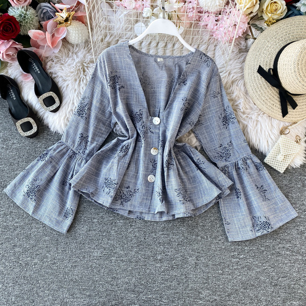 Cămașă elegantă de damă cu mâneci lotus și nasturi în mai multe culori