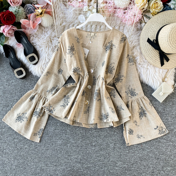 Cămașă elegantă de damă cu mâneci lotus și nasturi în mai multe culori