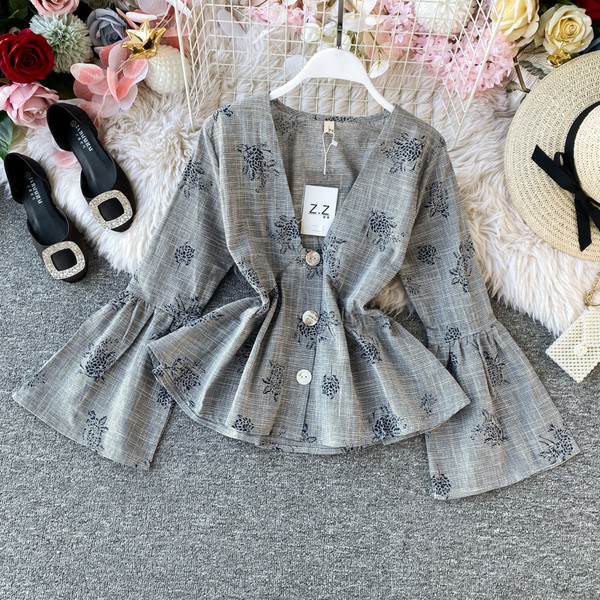 Cămașă elegantă de damă cu mâneci lotus și nasturi în mai multe culori