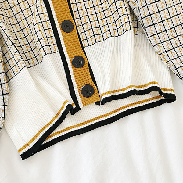 Retro stílusú női kardigán gombokkal és V-nyakkal