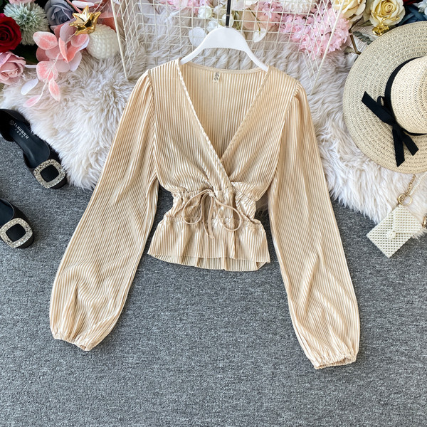 Modern női ing spitz nyakkivágással és nyakkendővel, négy színben