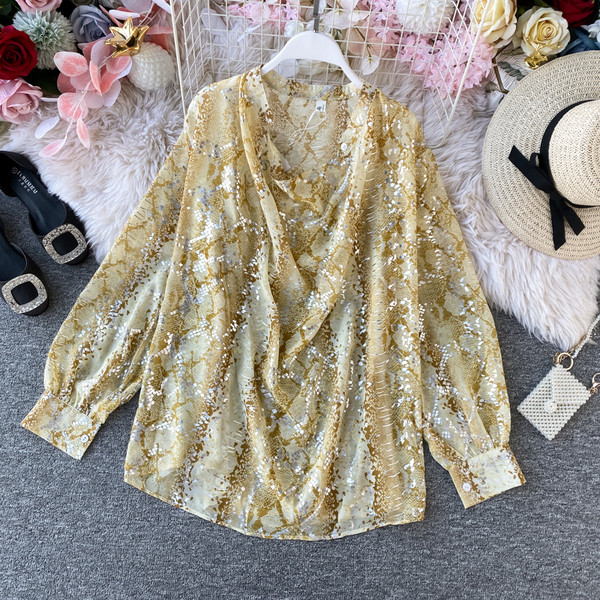 Modern női ing sifonból és állatmintás két színben