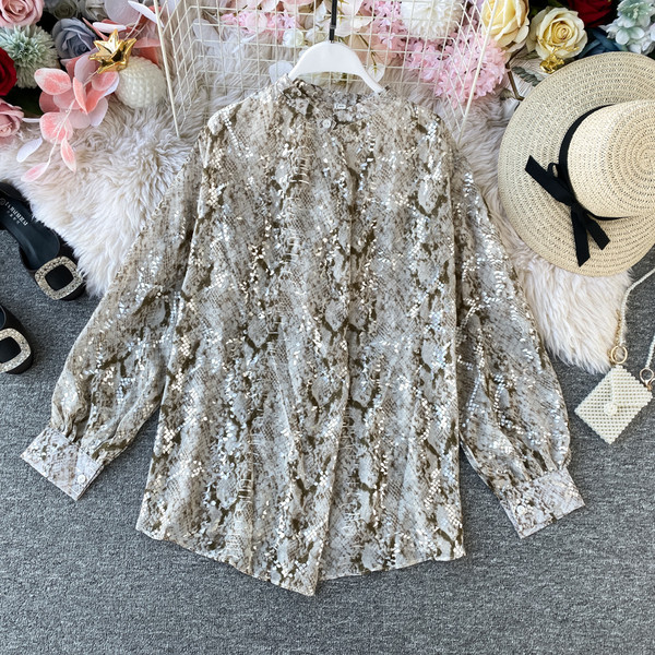 Modern női ing sifonból és állatmintás két színben