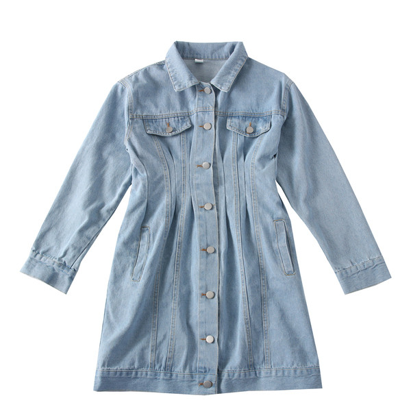 Új modell női farmer ruha klasszikus gallérral és gombokkal kék - retro stílusban