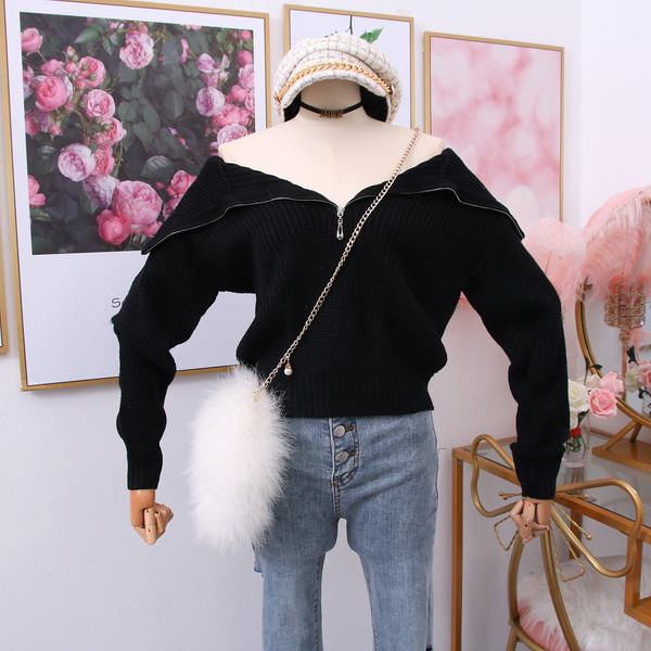 Γυναικείο χειμερινό πουλόβερ με φερμουάρ σε διάφορα χρώματα