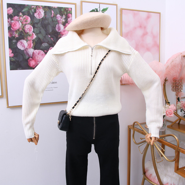 Γυναικείο χειμερινό πουλόβερ με φερμουάρ σε διάφορα χρώματα