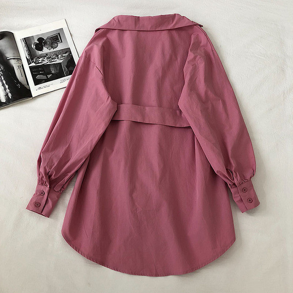 Női hosszú ing három színben V-nyakkal és övvel