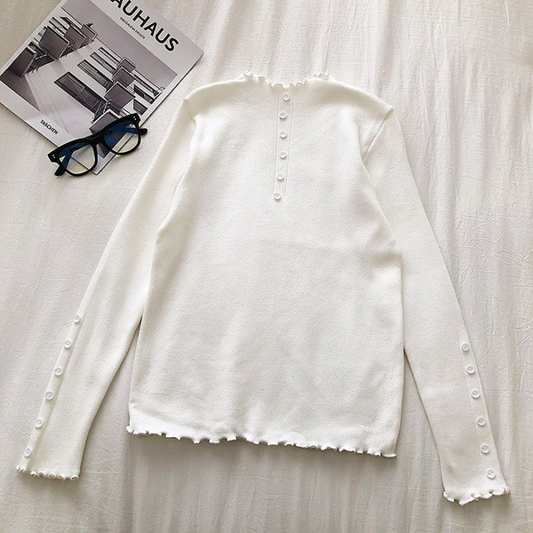 Γυναικεία  casual μπλούζα σε τέσσερα χρώματα με κουμπιά και ένα μακρύ μανίκι