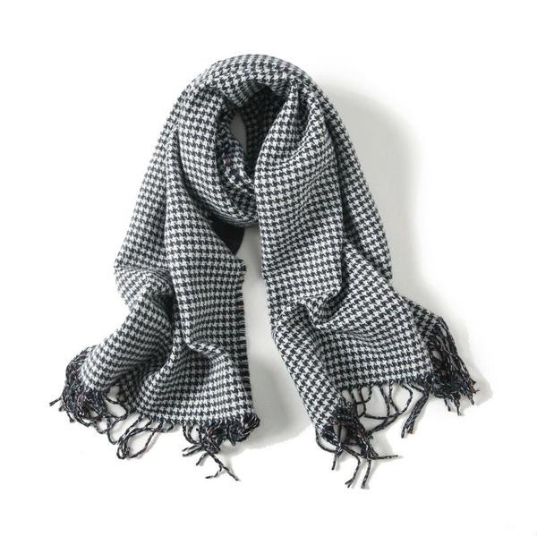 Esarfa in carouri toamna-iarna fata-verso cu franjuri