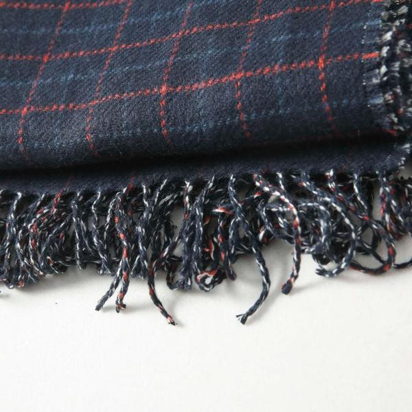 Esarfa in carouri toamna-iarna fata-verso cu franjuri