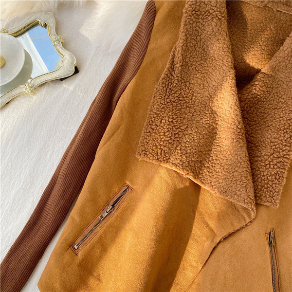 Modern női tavaszi-őszi kabát aszimmetrikus modell puha béléssel, két színben