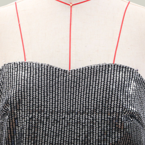 Model NOU rochie lunga eleganta cu fanta si paiete de culoare argintie