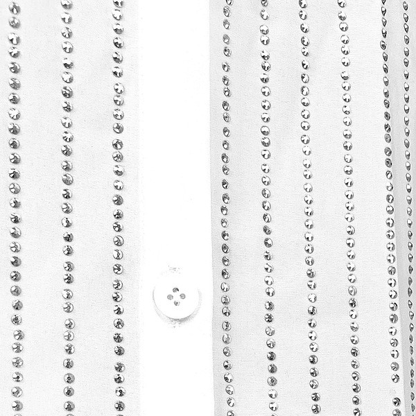 Modern női ing típusú ruha fényes hatású, hosszú ujjú fehér és fekete színben