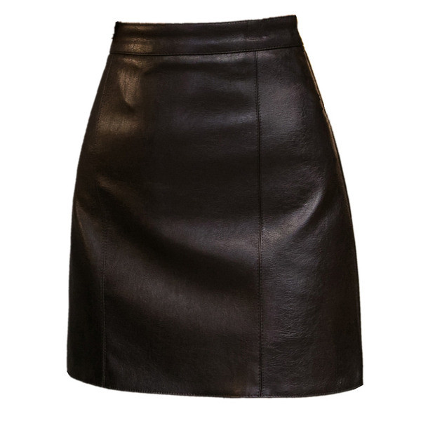 Modern női bőrszoknya magas derékkal, fekete, bézs, kék és sárga színekben