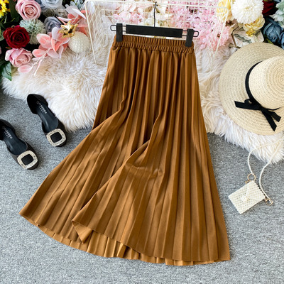 Fusta de dama moderna plisata lunga cu talie elastica in diferite culori