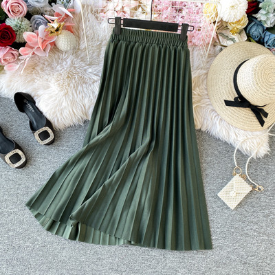 Fusta de dama moderna plisata lunga cu talie elastica in diferite culori