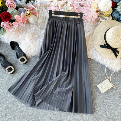 Fusta de dama moderna plisata lunga cu talie elastica in diferite culori