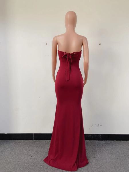 Rochie lunga de dama moderna model simplu cu spatele gol in albastru, rosu si negru