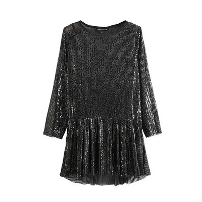 Rochie eleganta de dama croiala model negru cu paiete