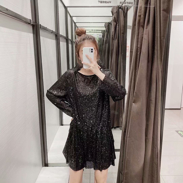 Rochie eleganta de dama croiala model negru cu paiete