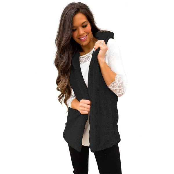 Νέο μοντέλο γυναικείο μαλακο γιλέκο με κουκούλα σε διάφορα χρώματα