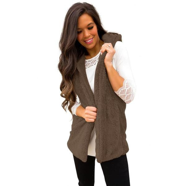 Νέο μοντέλο γυναικείο μαλακο γιλέκο με κουκούλα σε διάφορα χρώματα