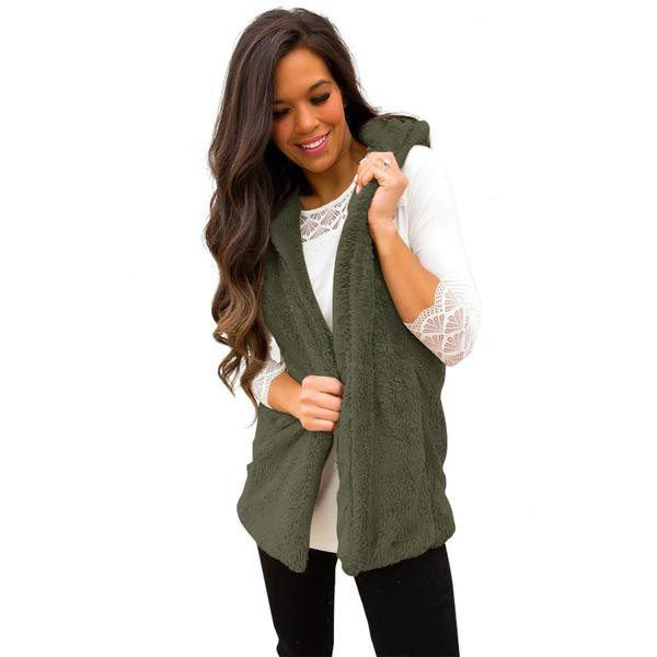 Νέο μοντέλο γυναικείο μαλακο γιλέκο με κουκούλα σε διάφορα χρώματα