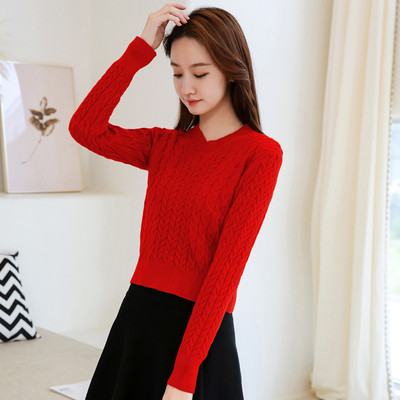 Μοντέρνο γυναικείο πουλόβερ με λαιμόκοψη και μακρύ μανίκι - διάφορα χρώματα