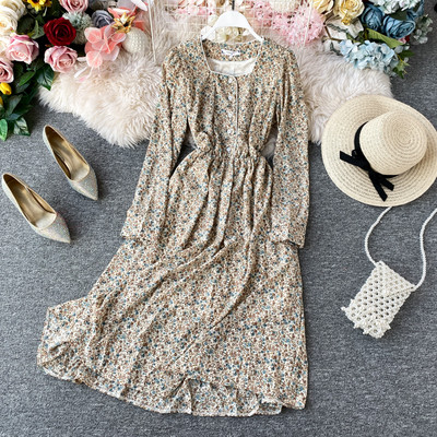 Μοντέρνο γυναικείο φόρεμα μακρύ μανίκι με τετράγωνη λαιμόκοψη σε έξι χρώματα