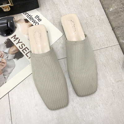 Γυναικείες casual παντόφλες με χαμηλό τακούνι σε μαύρο, κίτρινο και γκρι χρώμα