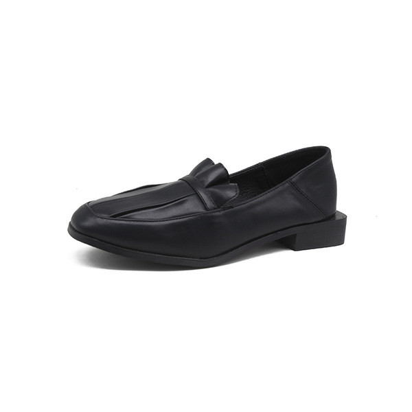 Pantofi casual dama din piele ecologica de culoare maro si negru model rotunjit cu talpa joasa