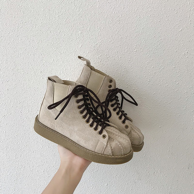 Καθημερινές  μπότες eco σουέτ φθινόπωρο-χειμώνα με κορδόνια και χαμηλή σόλα σε λευκό, καφέ και μαύρο χρώμα