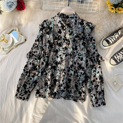 Cămașă casual de damă cu model floral și nasturi în mai multe culori