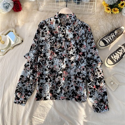 Cămașă casual de damă cu model floral și nasturi în mai multe culori