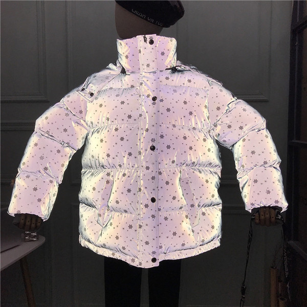 Új modell női téli kabát szürke hópelyhes kapucnival