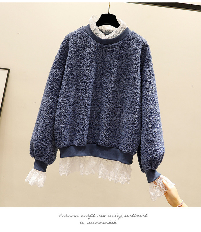 Női pehely pulóver + csipkeblúz sárga, bézs, piros és kék színben