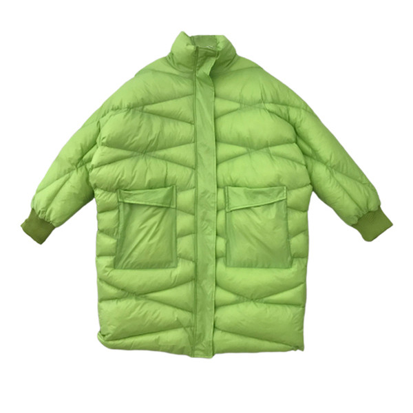 Új modell téli női kabát zsebekkel - széles modell fehér, zöld, sárga, piros, narancs és fekete színben